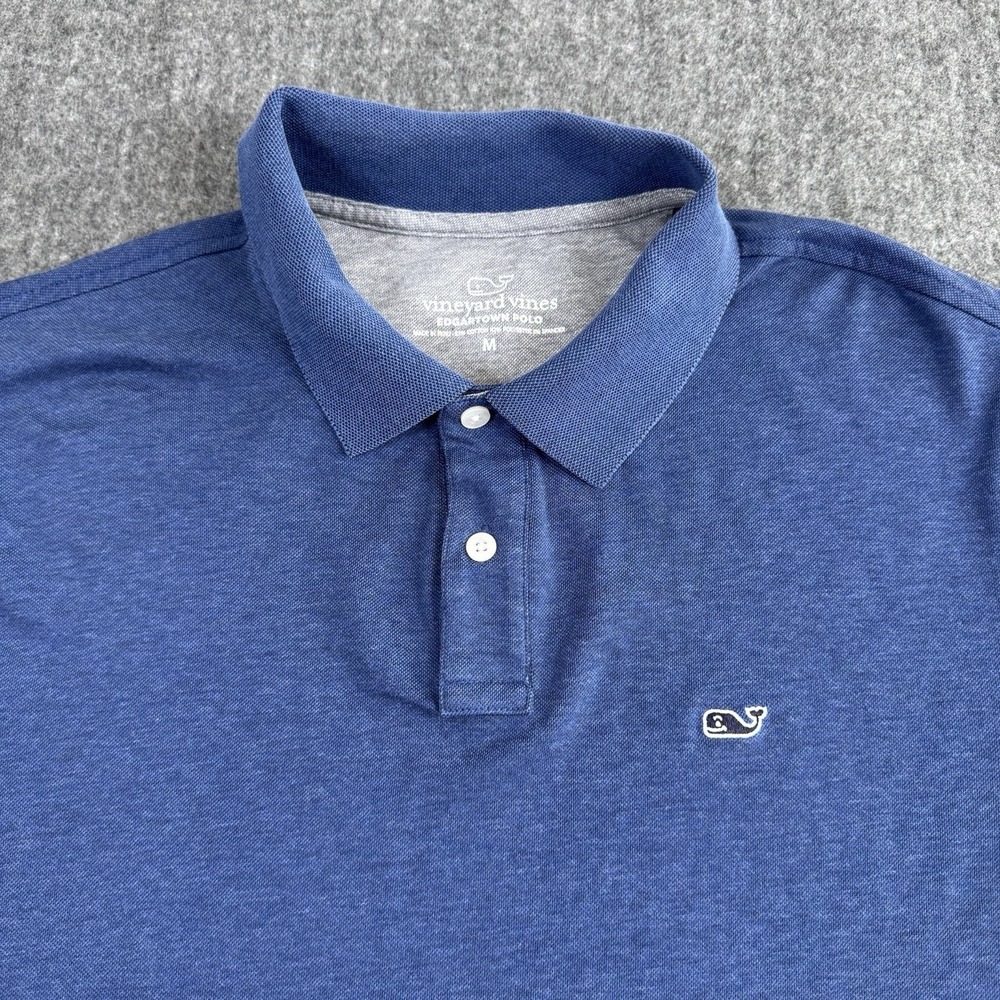 Vineyard Vines Edgartown Polo Shirt Men M Blue Whale Logo Stretch Short Sleeve